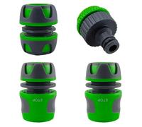 Riegopro Pack de connecteurs rapides pour tuyau d'arrosage avec Aquastop anti-goutte + réparateur + adaptateur de robinet - bi-composant antidérapant (15 mm)