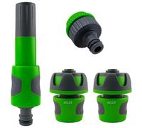 Riegopro Pack de connecteurs rapides pour tuyau de jardin avec lance, Aquastop anti-goutte et adaptateur de robinet - bi-composant antidérapant (19 mm)