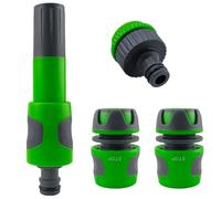 Riegopro Pack de connecteurs rapides pour tuyau de jardin avec lance, Aquastop anti-goutte et adaptateur de robinet - bi-composant antidérapant (15 mm)