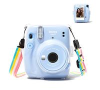 Rieib Fuji Instax Mini 11 Housse - Étui de Protection Rigide pour Appareil Photo Fujifilm Instax Mini 11 - Housse avec Poche Photo et bandoulière - Transparent