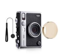 Rieibi Accessoires compatibles avec Fujifilm Instax Mini Evo - Étui de protection PC Polaroid et capuchon d'objectif pour appareil photo Fuji Instax Mini Evo, Capuchon doré avec corde anti-perte, Fuji