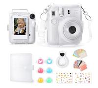 Rieibi Accessoires pour Fujifilm Instax 12, ensemble cadeau comprenant un étui transparent avec sangle, un mini album photo, un miroir selfie, des autocollants DIY, un filtre couleur (sans appareil