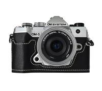 Rieibi Demi-étui en cuir PU pour appareil photo Olympus OM-5/Olympus OM-D E-M5 Mark III, étui de protection pour Olympus OM System OM-5/E-M5 Mark III