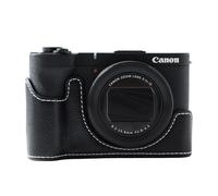 Rieibi Demi-étui en cuir synthétique pour appareil photo numérique Canon PowerShot V1 - Noir (sans appareil photo)