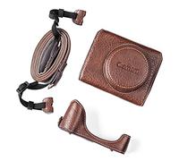 Rieibi Étui de protection vintage en cuir pour appareil photo reflex numérique Canon PowerShot G7X G7X Mark II G7X Mark III avec sangle, café, rétro