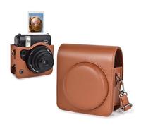 Rieibi Étui pour appareil photo Instax Mini 99 - Étui de protection en cuir synthétique pour appareil photo instantané Fujifilm Instax Mini 99 - Étui amovible avec bandoulière - Marron