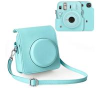 Rieibi Étui pour Fuji Instax Mini 12/Polaroid Mini 12, étui de protection en cuir PU pour appareil photo instantané Fujifilm Instax Mini 12, étui amovible avec bandoulière réglable, Vert, Cuir