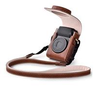 Rieibi Housse à Appareil Photo Compatible avec Sony ZV1F/ZV1/Ricoh GR IIIx/Ricoh GR IV III II/Fujifilm X-Half/X-HF1/Panasonic LX9 LX10 LX15/Canon G7X III/G7X II/SX740 HS - avec Strap - Café