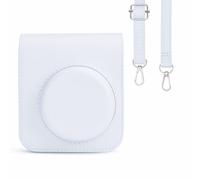 Rieibi Housse pour Instax Mini 12 - Étui de Protection en Cuir PU pour Appareil Photo Instantané Fujifilm Instax Mini 12 - Étui Amovible avec Bandoulière - Blanc