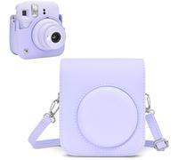 Rieibi Housse pour Instax Mini 12 - Étui de Protection en Cuir PU pour Fujifilm Instax Mini 12 - Étui Amovible avec Bandoulière - Violet