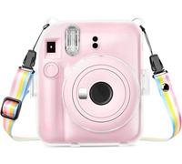 Rieibi Housse pour Instax Mini 12 - Étui Transparent pour Appareil Photo Instantané Fujifilm Instax Mini 12 - Étui de Transport Rigide avec Bandoulière Amovible - Transparent