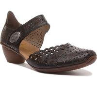 Rieker 43753 Femmes Courroies de cheville en cuir Chaussures En Noir (41, Noir)