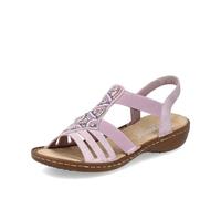 Rieker 60801 Sandales à enfiler avec semelle intérieure rembourrée élastique et perles roses, rose, 39 EU