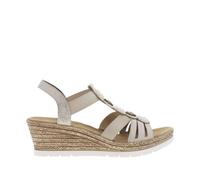 Rieker Sandales talon compensé 619B2 Femme Taille 40 Beige