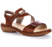 Rieker 659C7-24 Sandale En Cuir Pour Femmes À Boucle À Crochets Marron EU 36-42