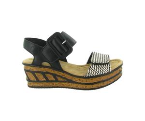 Rieker - 68172 Sandale compensée - Femme - Chaussures - Noir - Taille: 39 EU