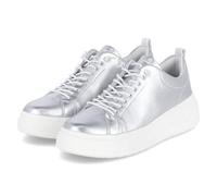 Rieker Baskets basses pour femme - Argent métallisé - Cuir lisse, argent platine, 40 EU
