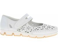 Rieker Ballerine Femme Cuir floral Cutouts Barrette Velcro 49977, Taille:38 EU, Couleur:Blanc