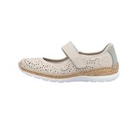 Rieker - Ballerines emboîtantes beige, semelle blanche, bande auto-agrippante