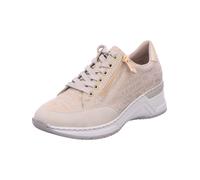 Rieker Sneakers Beige – Semelle beige, talon compensé, lacets
