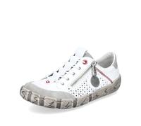 Rieker Femme Slipper Cuir Chaussure basse fermeture éclair légère antidérapante L0355, Taille:37 EU, Couleur:Blanc