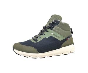 Rieker Baskets Montantes Style Rando Noir et Kaki à Semelle Running Semi-compensée et à Lacets et Zip latéral