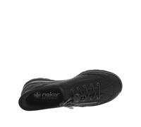 Rieker - Baskets Running Noires à Talon compensé Bas et Lacets élastiqués Ronds