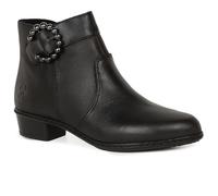 Rieker® - Boots en cuir noires à talon décroché bas avec sangle décorative - Taille numeric_38