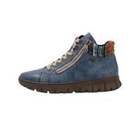 Rieker® - Bottines en cuir bleues à talon plat avec des lacets plats et 2 zips - Taille numeric_37