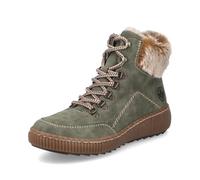Rieker® - Bottines kaki à talon compensé bas et à zip et lacets ronds avec col en fourrure - Taille numeric_39