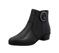 Rieker® - Boots en cuir noires à talon décroché bas avec sangle décorative - Taille numeric_37