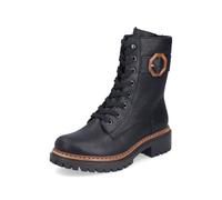 Rieker – Bottines noires à talon décroché bas, lacets plats et zip – Taille 36