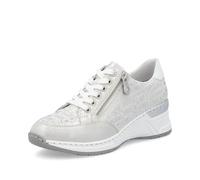 Rieker Sneakers basses femme N4316, semelle intérieure amovible, strass, Argent/Platine 37 EU