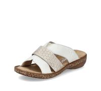 Rieker Damen Pantoletten 62897, Frauen Slipper,Mules,Gartenschuhe,Sommerschuhe,sommerclogs,Sandalen,Freizeitschuhe,Weiss Kombi (80),41 EU / 7.5 UK