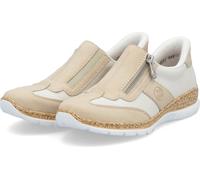 Rieker Damen Slipper MemoSoft souple léger antidérapant beige fermeture éclair N42G5, Taille:42 EU, Couleur:Beige