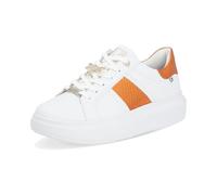 Rieker Evolution Baskets basses pour femme en cuir lisse blanc, blanc, orange, orange, 42 EU
