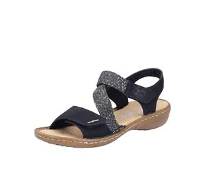Rieker Femme 60862 Sandales Bride Cheville, Noir, 38 EU