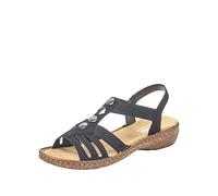 Rieker Femme Sandales 62831, Dame Sandale à lanières,Sandales à lanières,Chaussures d'été,Sandales d'été,Confortable,Plat,Schwarz,38 EU / 5 UK
