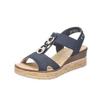 Rieker Femme 63798 Sandales compensées, Bleu, 38 EU