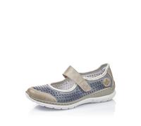 Rieker Femme Chaussures Basses L32B5, Dame Chaussures Basses avec Velcro,Velcro,Chaussure de Ville,Sneaker,Bleu (Blau Kombi / 42),38 EU / 5 UK