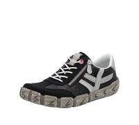 Rieker Femmes Baskets sportives à la mode Fermeture éclair en cuir flexible L0363, Taille:39 EU, Couleur:Noir