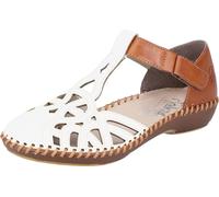 Rieker Femme Sandale Cutouts T-strap talon fermé M1678, Taille:40 EU, Couleur:Blanc