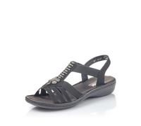 Rieker Femme Sandales 60806, Dame Sandales Fines,Chaussure d'été,Sandale d'été,Confortable,Plate,Noir (Schwarz / 00),41 EU / 7.5 UK