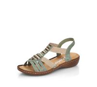 Rieker Femme Sandales 60851, Dame Sandales Fines,Chaussure d'été,Sandale d'été,Confortable,Plate,Vert (grün / 52),42 EU / 8 UK