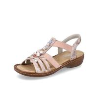 Rieker Femme Sandales 60855, Dame Sandales Fines,Chaussure d'été,Sandale d'été,Confortable,Plate,Rose (Rosa / 31),39 EU / 6 UK