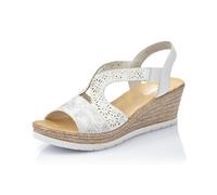Rieker Femme Sandales 61916, Dame Sandales à Plateforme,Sandale à Plateforme,Chaussure d'été,Semelle épaisse,Blanc (Weiss / 80),36 EU / 3.5 UK
