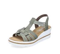 Rieker Femme Sandales 67459, Dame Sandales Fines,Chaussure d'été,Sandale d'été,Confortable,Plate,Vert (grün / 52),39 EU / 6 UK