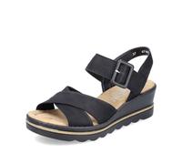Rieker Femme Sandales 67463, Dame Sandales Fines,Chaussure d'été,Sandale d'été,Confortable,Plate,Noir (Schwarz / 00),42 EU / 8 UK