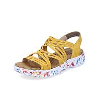Rieker Femme Sandales 67898, Dame Sandales Fines,Chaussure d'été,Sandale d'été,Confortable,Plate,Jaune (Gelb / 68),37 EU / 4 UK