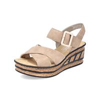 Rieker Sandales Femme 68163 – Sandales à plateforme, semelle épaisse, beige, 41 EU / 7.5 UK